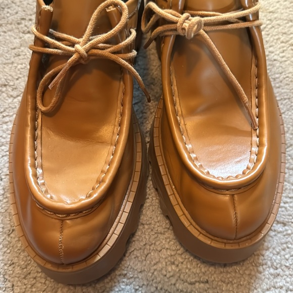 ZARA PLATFORM LEATHER LOAFERS BROWN SIZE 39 - Picture 6 of 9